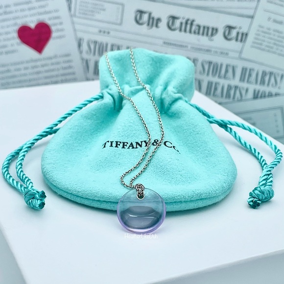 SOLD Authentic Tiffany & Co. Elsa Peretti Amethyst Round Disc Pendant Necklace - Picture 5 of 8